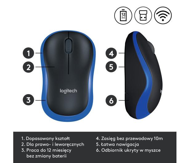 Logitech M185 niebieska - 69076 - zdjęcie 7